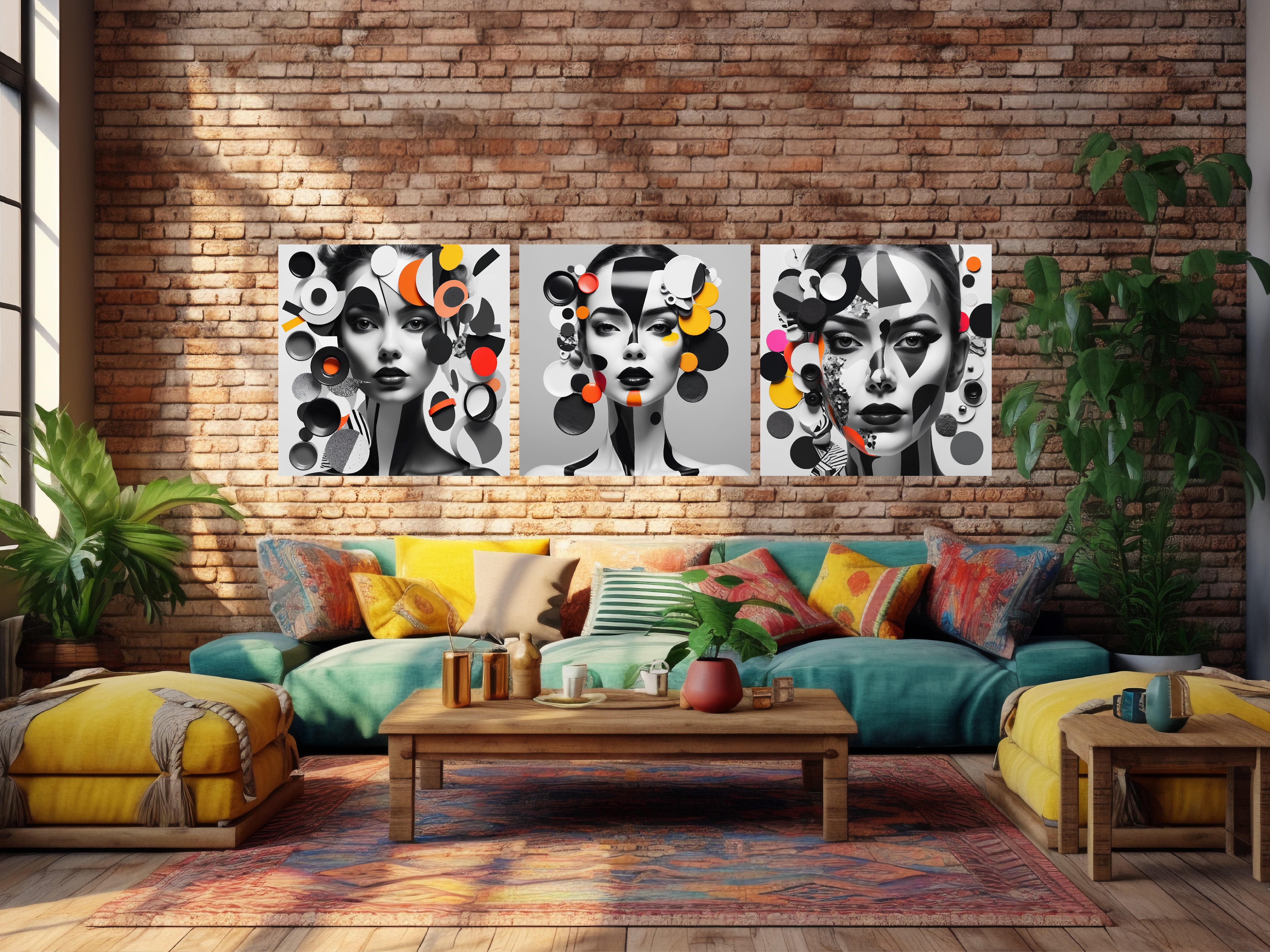 Wall Art Woman with colorful Acrylic Frame