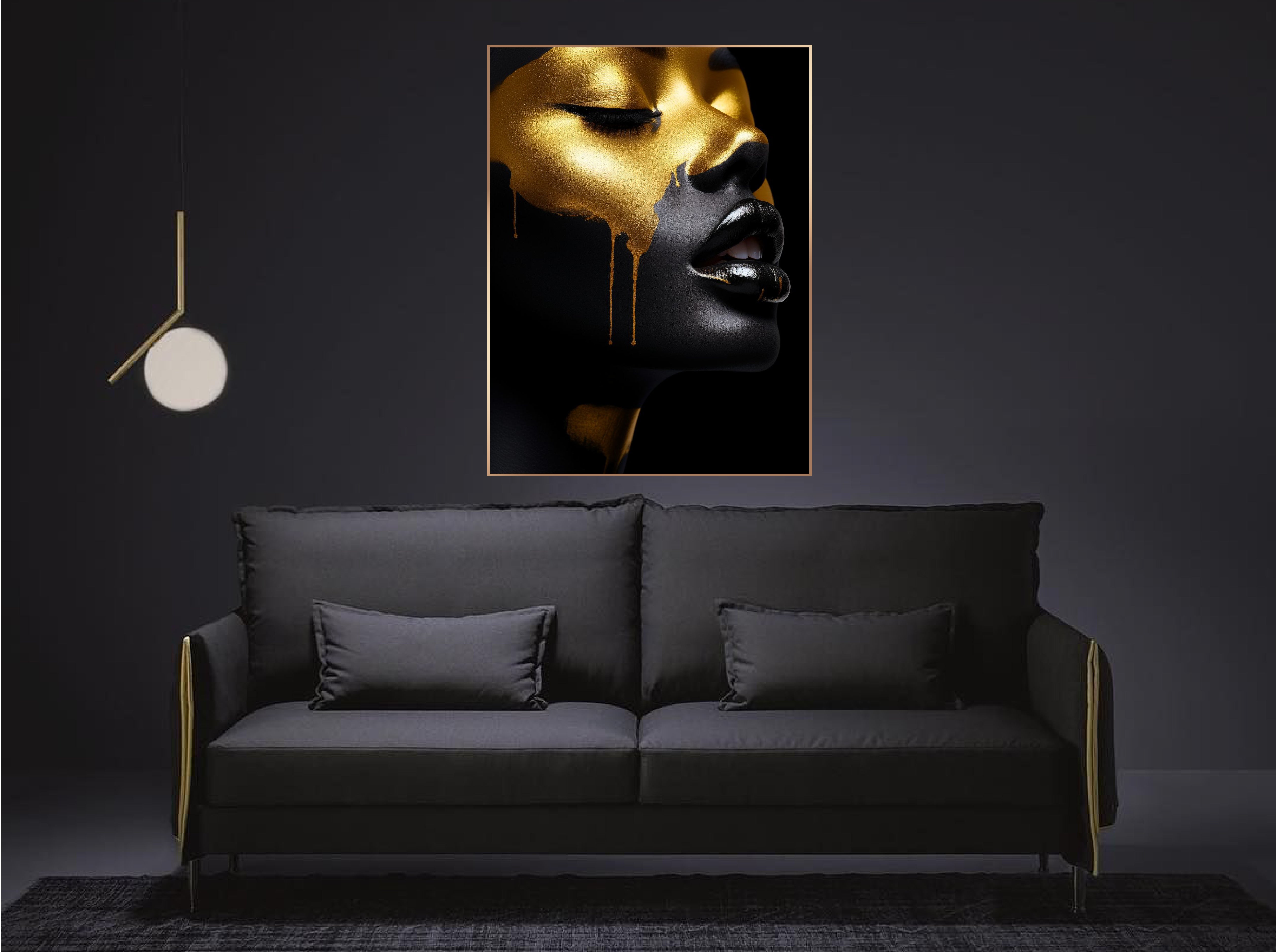 Luxury Woman With Gold Paint Wall Art.